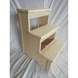 LA IBERICA Trittleiter aus Holz, 3 Stufen, Naturholz