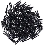 100Pcs Mini 2.5cm Holz Papier Po Clips Clothespins 100Pcs Schwarz