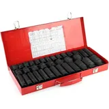 Ej.Life Schlagschrauber Nüsse 35-tlg 1/2 Zoll Drive 8-32 mm CR-MO Stahl Sechskant Nuss Schlagnuss Chrom-Vanadium-Stahl mit 6-Punkt-Spitze