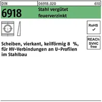 Peiner DIN 6918 Scheibe vierkant Stahl C45 13mm feuerverzinkt