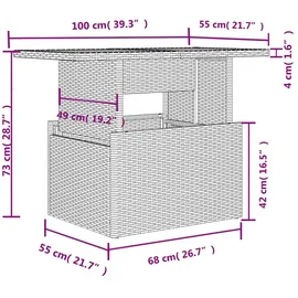 vidaXL 11-teiliges Gartensofa-Set mit Kissen, grau, Polyrattan