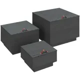 vidaXL Aufbewahrungsboxen mit Deckeln 3 Stk Grau Massivholz Kiefer