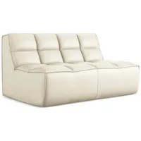 Makamii 2-Sitzer-Sofa, Creme, Leder, Füllung: Schaumstoff, 160x75x93 cm, Made in EU, Wohnzimmer, Sofas & Couches, Sofas, 2-Sitzer Sofas