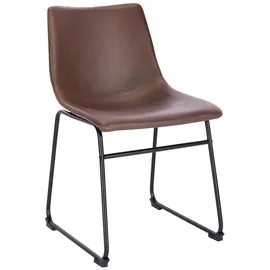 Svita HARRY 2er Set Esszimmerstühle Metallbeine Kufengestell Kunstleder Braun