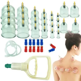 MYMM 26 Schröpfbecher-Sets Biomagnetische Traditionelle Professionelle Chinesische Therapie Massage Vakuum Schröpfset Haushalt Pull Out Schröpfen Kit/Hijama Chinesische Massage Saugnapf