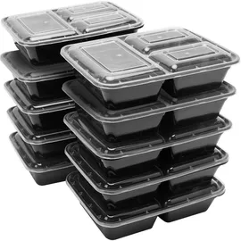 casativo 20 Lebensmittelboxen mit Deckel u. 3 Fächern, Bento-Boxen 1,2 l, wiederverwendbare Essensboxen für Mitnahme, Aufbewahrung und Einfrieren