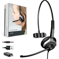 GEQUDIO Headset 1-Ohr mit USB-A, USB-C und 3,5mm Klinke