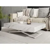 WFL GROUP Cavetta Weiß Marmor 120-200 x 80 x 27-76 cm