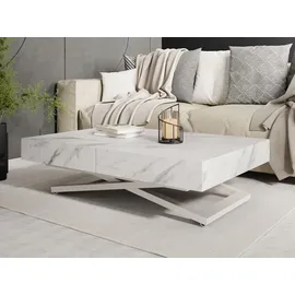 WFL GROUP Cavetta Weiß Marmor 120-200 x 80 x 27-76 cm