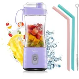 Vaeqozva Mixer Smoothie Maker Klein 380mL,Tragbarer Mixer Blender Smoothie Maker,Smoothie Mixer to go für Shake und Smoothies,Mini Standmixer mit 6 Klingen,Portable Mixer für Sport Reisen,hellviolett