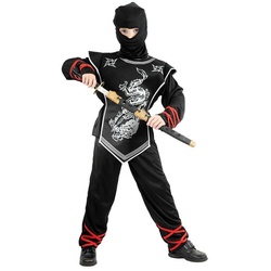 Metamorph Kostüm Ninja Kinderkostüm Silberdrache, Macht Dich zum mysteriösen asiatischen Schwertkämpfer! schwarz