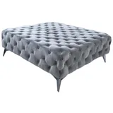 KAWOLA Hocker NARLA Chesterfield Velvet 110 x 44 x 110 cm Silber