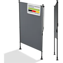 Juskys Senkrechtmarkise Barbados 120x310 cm - Sonnenschutz höhenverstellbar, ohne Bohren - Grau