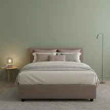 Talamo Italia - Gaia, Doppelbett, Bettkasten mit Stoffbezug, 100% Made in Italy, seitliche Öffnung, inklusive Matratze cm, Taupe
