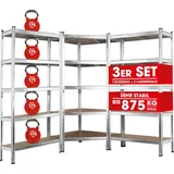 EasyMaxx Eckregal Stahl 180x90x40 cm silber/grau