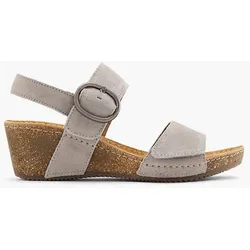 Leder Keilsandalette - Damen - grau