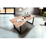Esstisch Baumkante Akazie natur 120 x 80 cm schwarz MUNDRA - Naturbelassen