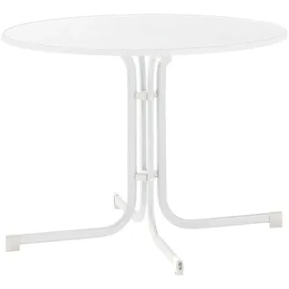 Sieger Boulevard-Klapptisch mit mecalit-Pro-Platte Ø 100 x 72 cm weiß/marmordekor weiß