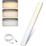 Nettlife LED Unterbauleuchte Bewegungsmelder dimmbar 20/30/40 cm wählbar USB Schrankbeleuchtung, LED fest integriert, 3 Farbtemperatur Aufladbar Schrankleuchte für Flur Cabinet silberfarben