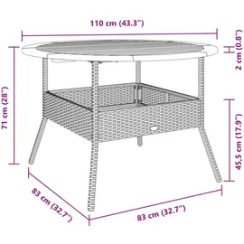 vidaXL Gartentisch Ø 110 x 71 cm Schwarz