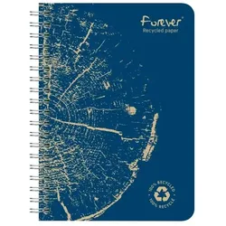 Forever 5x FOREVER PREMIUM, Spiralheft A6, 100% recycelt, 60 Blatt mikroperforiert und abtrennbar, kariert, weiß 90g - Sortiert 68442C