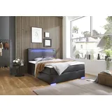 Meise Möbel meise.möbel Boxbett Candela 2, inkl. LED-Beleuchtung an Kopfteil und Füßen, mit Bettkasten und Topper, schwarz