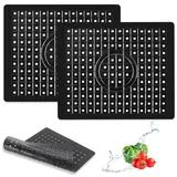 ARCPNRT Spülbeckeneinlage, 2 Stück Abtropfmatte, 31 x 26cm Sink Mat Spülmatte, Spülbeckenmatte mit Abflussloch, Gummi Spülbeckeneinlage, Rechteckige Spüle Drainage Pad, für Küche und Bad, Schwarz