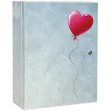 Banjado XXL Medizinschrank Abschliessbar 35x46x15cm Arzneischrank Weiß Aus Metall Mit Motiv Herzballon