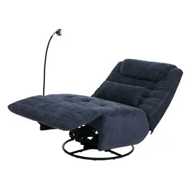 Mendler Relaxsessel HWC-P92 Chenille 82 x 96 x 0 cm Blau drehbar mit Liegeposition