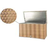 dynamic24 Auflagenbox, Polyrattan Gartentruhe 115x60x60cm Box beige