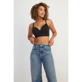 Jockey Bralette "Seamfree Comfort", Damen, Gr. XL, N-Gr, schwarz, Jersey, Obermaterial: 80% Viskose, 18% Polyamid, 2% Elasthan, unifarben, BHs Bralette, tiefer V-Ausschnitt, schmale Träger, ohne Seitennähte