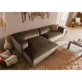 Massivmoebel24 Ecksofa 304x164x69 Ottomane links Cord taupe Valencia