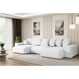 altdecor Ecksofa mit Schlaffunktion und Bettkasten Corner Sofa Eckcouch Couch U-Form universal, links/rechts angeordnet Schlafcouch Ausziehbar Wohn... - Weiß