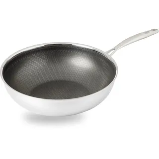 hensslers Wok, Edelstahl, (1 tlg.), 3-Schicht Materia, Wabenstruktur und Antihaftbeschichtung, Induktion, silberfarben