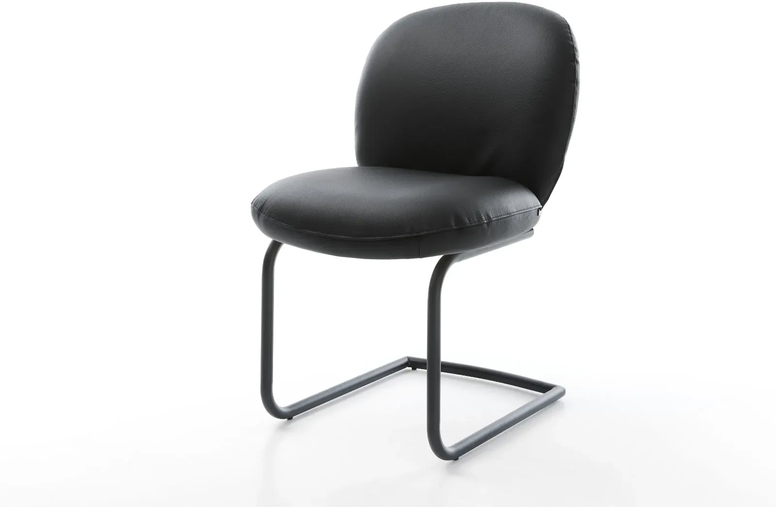 DELIFE Cantilever Nube-Flex cuir de vache noir pied cantilever rond noir ressorts ensachés, Chaises de salle à manger