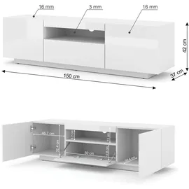 BIM Furniture Aura TV-Lowboard 150 cm Weiß MDF
