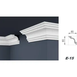 Marbet Design Stuckleisten XPS Styropor weiß - Deckenleisten Deckenabschlussleisten E-Leisten - (40 Meter / 20 Leisten E-15)