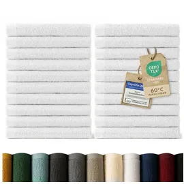 Blumtal Premium Frottier Gästehandtücher Set 24 teilig 100% Baumwolle - Oeko-TEX zertifiziertes Gästehandtuch 24x (30x30 cm) - Ultra saugstarkes Gästetücher Set waschbar °60 - Handtücher Weiß
