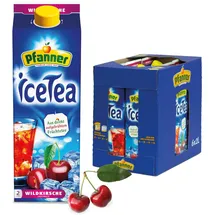 Pfanner Eistee Wildkirsche im Vorratspack – Direkt aufgebrühter Früchtetee mit Kirschsaft verfeinert (6 x 2 l)