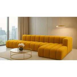 kaiser möbel Ecksofa mit Hocker GRAND L, stoff Salvador, Gelb, Rechts - Gelb