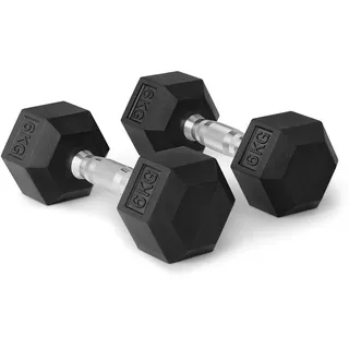 Amazon Basics Hantel-Set, mit Gummibeschichtung, sechseckig, 6 kg, Schwarz