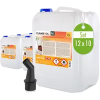 12 x 10 L FLAMBIOL® Bioethanol 96,6% Premium für Ethanolkamin in Kanistern