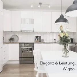 Wiggo Dunstabzugshaube 60cm kopffrei I Abluft Umluft Dunstabzug 300m3/h - LED Touch-Display 3 Stufen I Schräghaube inkl. Fettfilter & 2x Kohlefil... - weiß