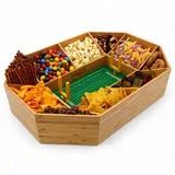 40YARDS Servierschale American Football Snack Stadium aus Bambus Holz + Filz-Spielfeld, Bambus Holz, (12-tlg), Filz-Spielfeld mit Markierungen & 2x Field Goals, Größe: 50 x 36 cm