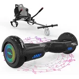 Markboard 6.5 Hoverboard mit sitz hoverkart GO-Kart für Kinder mit LED Leuchten & Bluetooth Musik Skateboard - Schwarz