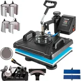 Vevor 10 in 1 Hitzepresse 38 x 30 cm Transferpresse Schwarz Heißpresse Textilpresse Multifunktionale Sublimations-T-Shirtpresse Becherpresse