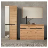 Lomadox Garderoben-Set MANRESA-36, (Spar-Set, 3-St), mit Sideboard Spiegel Garderobenschrank in Artisan Eiche Nb. Graphit braun