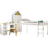 otto home Jugendzimmer-Set Alpi, (Spar-Set, 3-tlg), Hochbett, Schreibtisch und Kleiderschrank in Hausoptik, platzsparend weiß