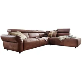KAWOLA Ecksofa Riso Leder Recamiere rechts braun