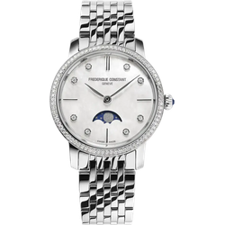 Frederique Constant Classics Slimline Ladies Moonphase FC-206MPWD1SD6B - Perlmutter,weiß,Edelstahl - 30mm